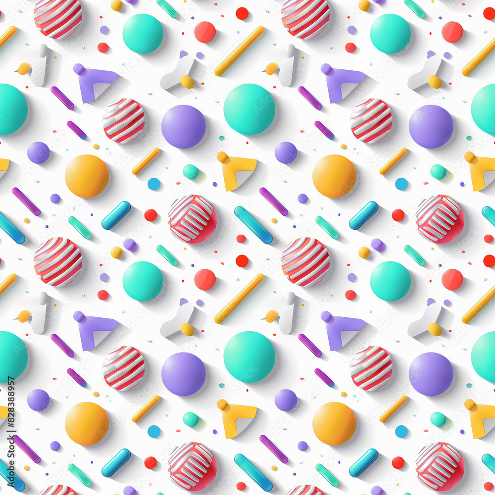 Colorful objects seamless pattern on white background Colorful objects seamless pattern on white background