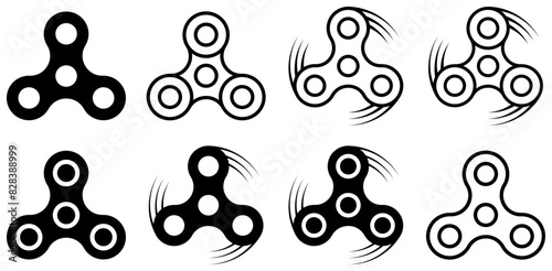 A Collection Of Spinners Icons Collection Isolated Silhouette Solid Icons Including Hand,Spin,Spinner,Fidget,Toy Set Vector Flat Line Icons