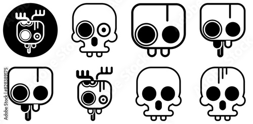 A Collection Of Skulls Isolated Silhouette Solid Icons With Human-Skull,Skull,Skeleton,Bones,Danger Pictograms And Infographics Design Elements Vector Illustration