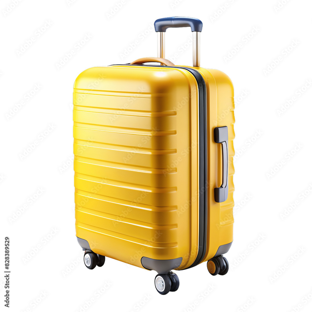 Yellow Suitcase Isolated on White Transparent Background, PNG Element Yellow Suitcase Isolated on White Transparent Background, PNG Element