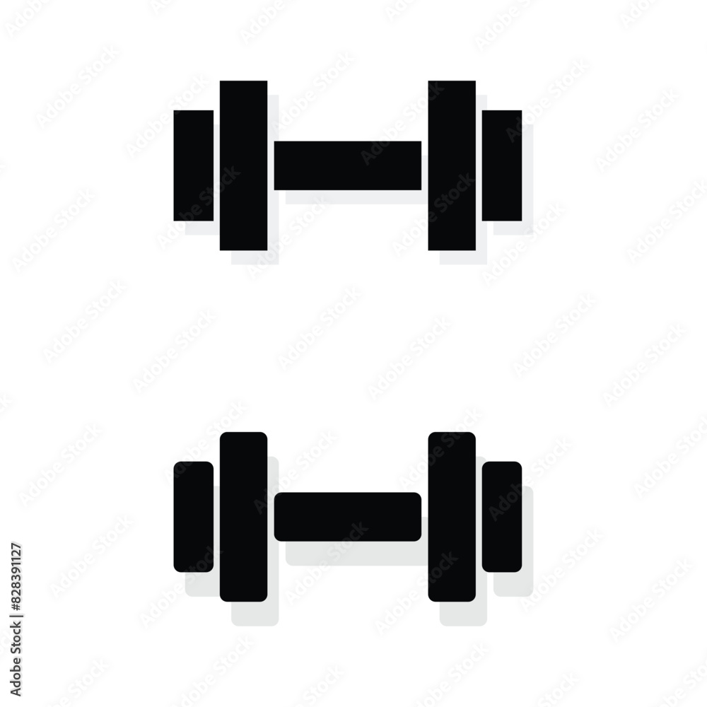 Vector dumbbell icon. Two-tone version on black and white background. Eps10. Vector dumbbell icon. Two-tone version on black and white background. Eps10.