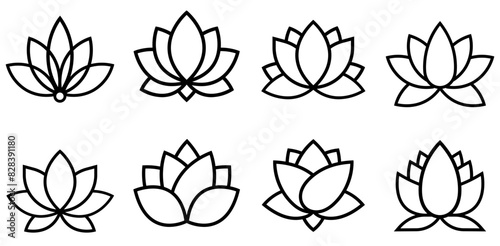 Set Of Lotos Isolated Silhouette Solid Icons With Yoga,Bloom,Lotos,Flower,Floral Set Vector Flat Line Icons