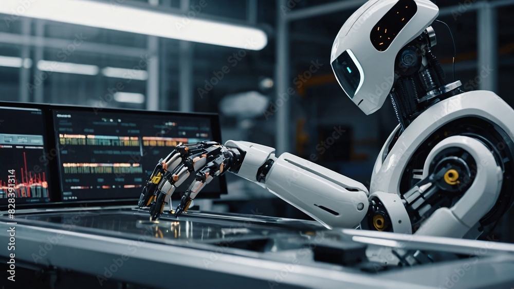 Fototapeta premium Robot hands help industry advance rapidly