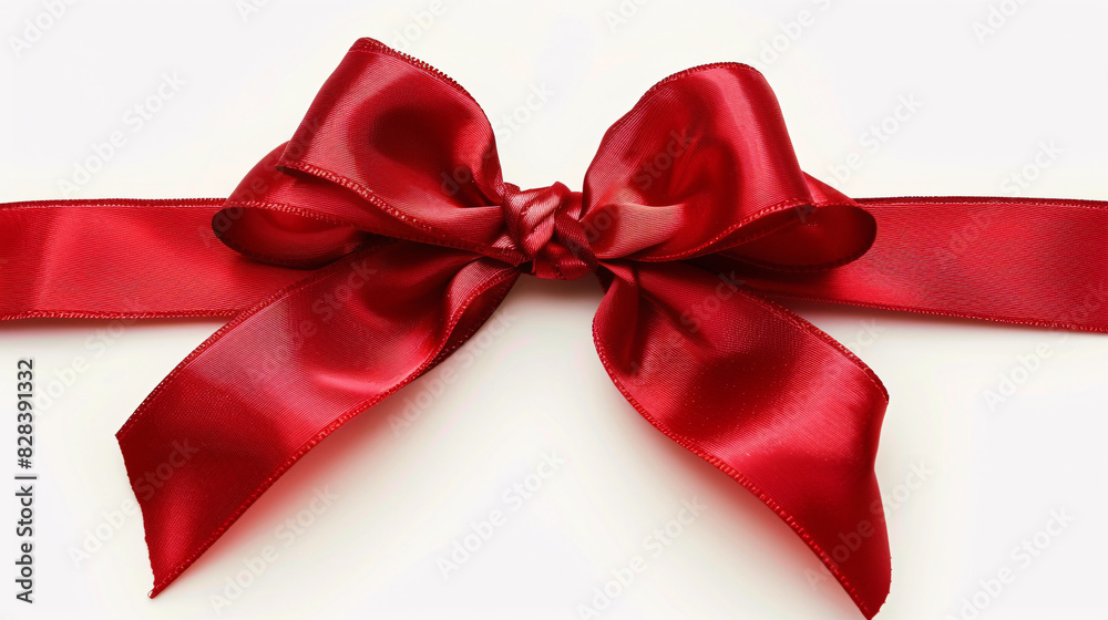 Red ribbon bow on white background. A classic red satin ribbon tied in a bow, perfect for holiday, birthday, or special occasion designs. Red ribbon bow on white background. A classic red satin ribbon tied in a bow, perfect for holiday, birthday, or special occasion designs.