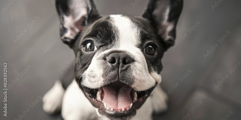A black and white dog with its mouth open. Suitable for various projects A black and white dog with its mouth open. Suitable for various projects