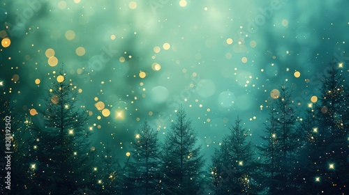 A magical Christmas backdrop with a gradient of forest green to midnight blue, dotted with sparkling bokeh lights to evoke a serene night sky.