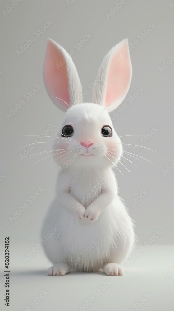 A white rabbit is sitting on its hind legs in this picture A white rabbit is sitting on its hind legs in this picture