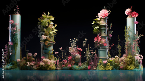 Wallpaper Mural City skyline painted with flowers and surreal elements Torontodigital.ca