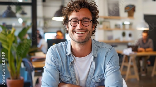 Un hombre de negocios en la oficina de una empresa startup photo