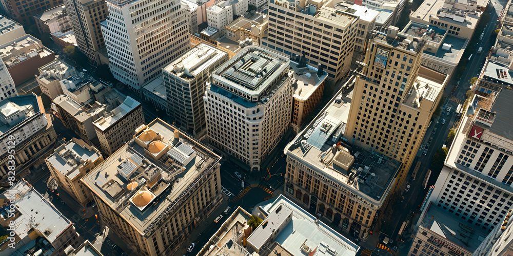 Drone View of Tall Buildings in the Skyline