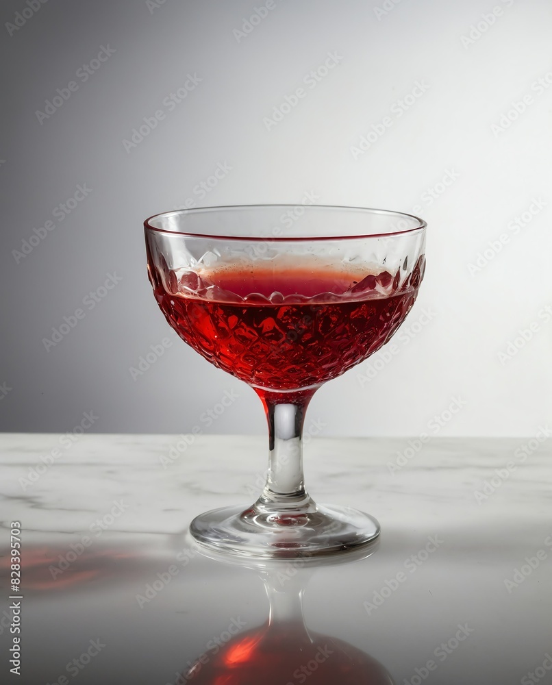 red drink on glass on plain white background red drink on glass on plain white background