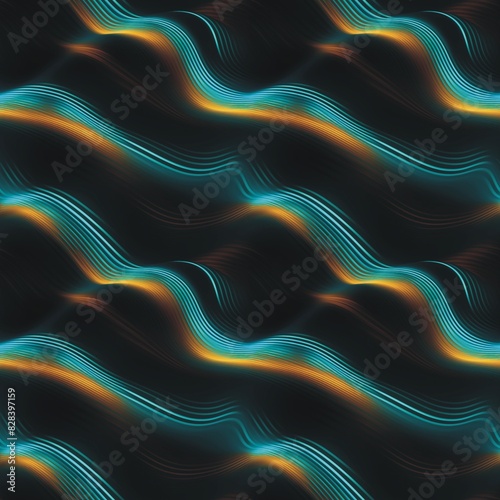 Abstract smooth liquid waves seamless pattern. Decorative fluid waves abstract background. Blue colors. Digital artistic artwork raster bitmap illustration. Graphic design art. AI artwork. 