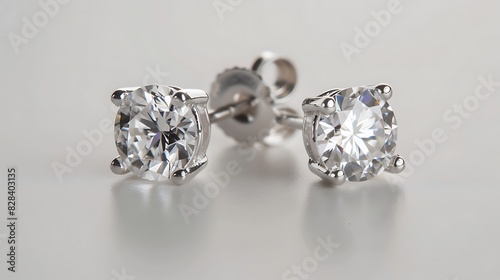 A pair of classic stud earrings featuring sparkling cubic zirconia stones and timeless sterling silver settings, perfect for everyday wear