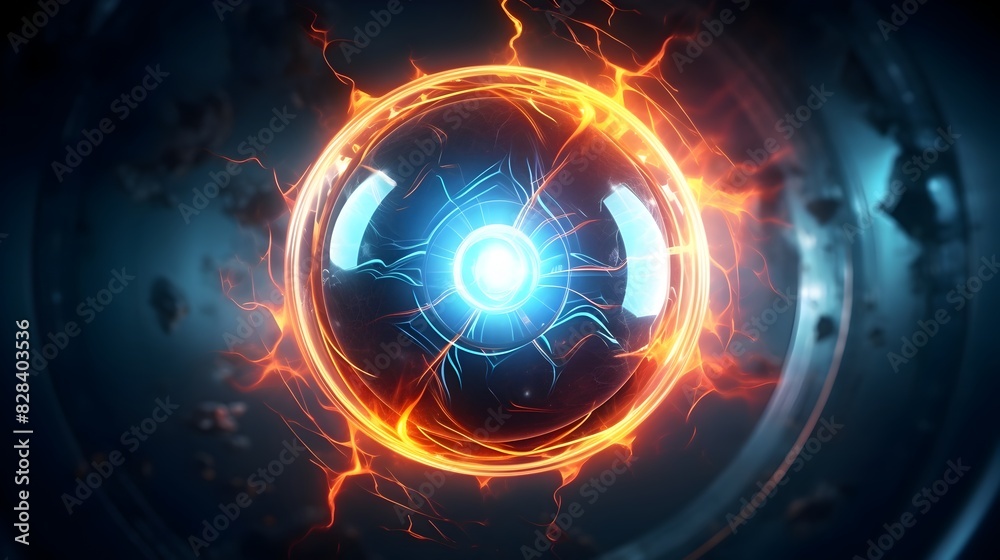 Obraz premium Pulsing Futuristic Orb of Vibrant Electric Energy Symbolizing Technological Power and Innovation