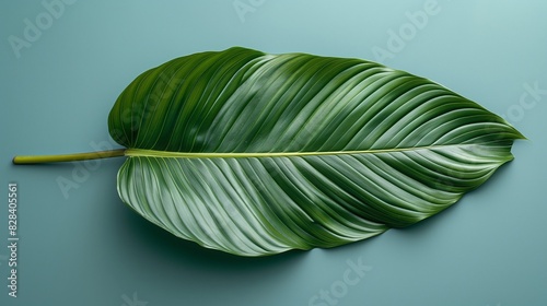 Tropic leaf on a mint colour background minimalistic
