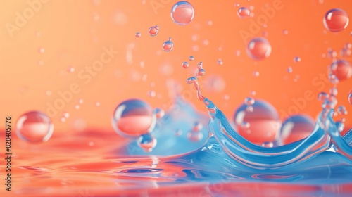 Water neon splash colourful peach and blue