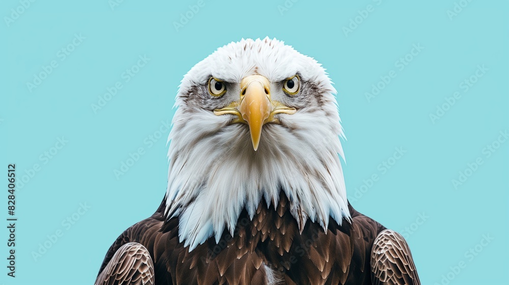 Obraz premium White-Head Eagle, Bald Eagle, American Eagle, Isolated Blue Background