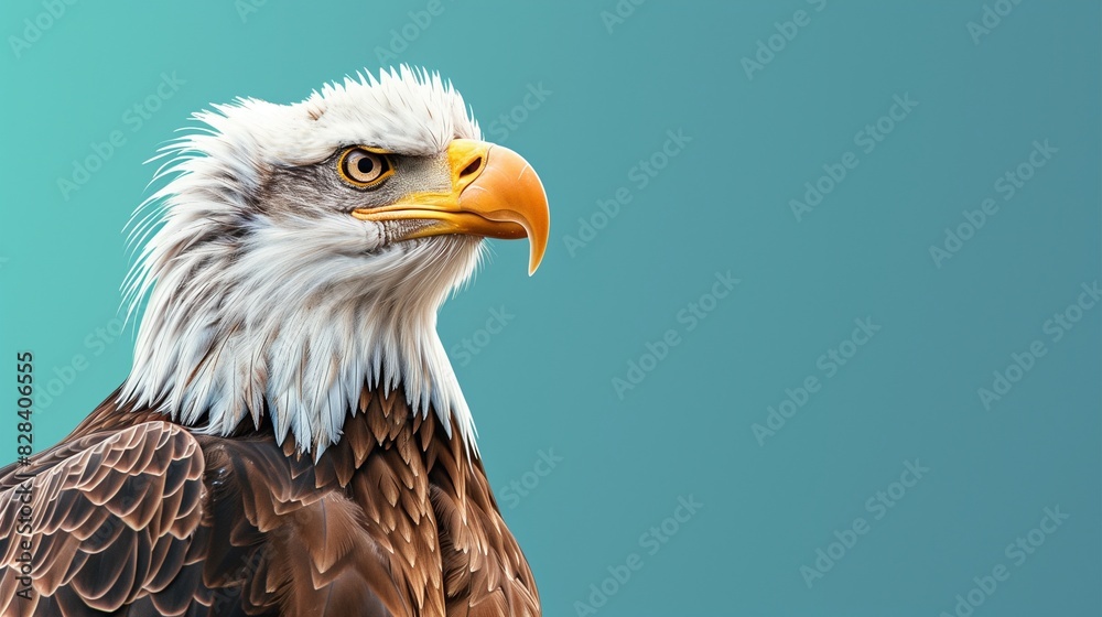Obraz premium White-Head Eagle, Bald Eagle, American Eagle, Isolated Blue Background