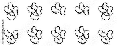 Set Of Linear Bean Icons Silhouette Vector Logo Design Containing Vegetable,Beans,Seed,Bean,Legume Solid Icon Collection. Vector Illustration