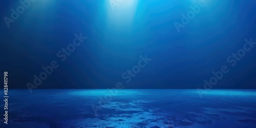 Studio Room, Floor and wall background, Blue Spotlight on Floor premium gradient Background for Display or Montage of Product Backdrop
