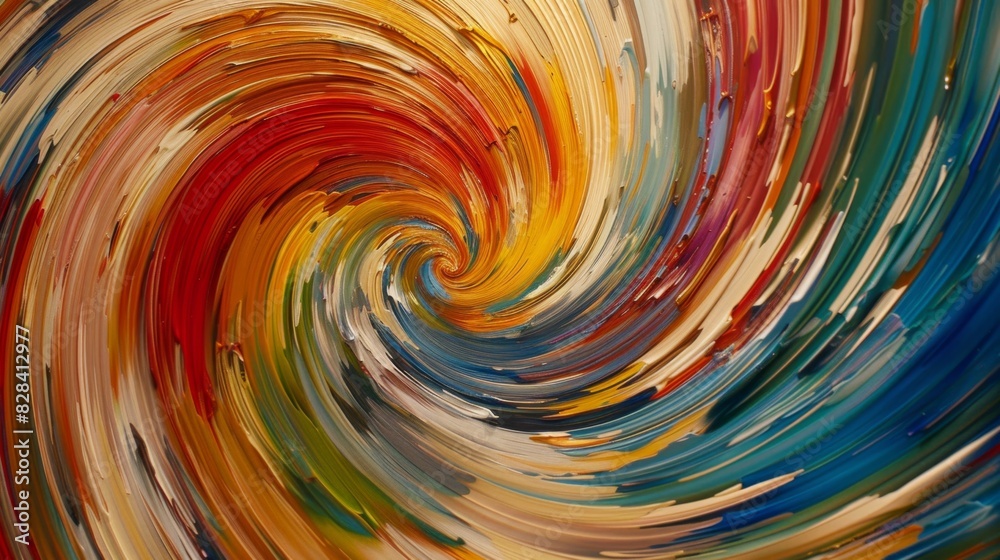 Fototapeta premium Vibrant swirl of multicolored paint creating abstract art