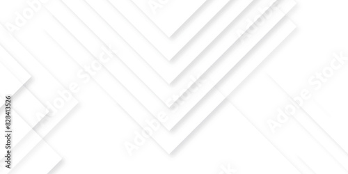 Modern Abstract white background design with layers of textured white transparent material in triangle and squares shapes. White color technology concept geometric line vector background.
