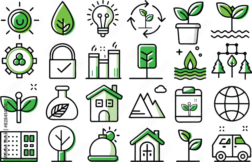 Environmental and ecology icon set. Full Vector illustration Outline Style Icons. Environmental and ecology icon set. Full Vector illustration Outline Style Icons.