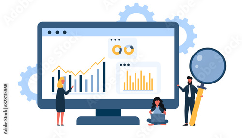 businessman looking at a computer monitor data analysis on a monitor graph dashboard statistics and data analysis concept