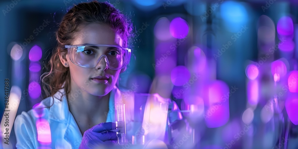 Female scientist pipetting in lab conducting research in hightech environment. Concept Science & Technology, Research Lab, Female Scientist, High-Tech Environment, Lab Equipment Female scientist pipetting in lab conducting research in hightech environment. Concept Science & Technology, Research Lab, Female Scientist, High-Tech Environment, Lab Equipment