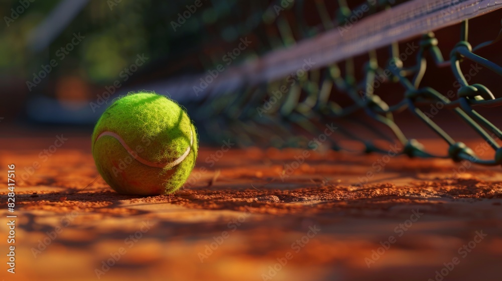 The tennis ball on clay court