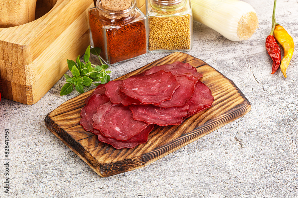 Smoked beef meat - Pastrami slices Smoked beef meat - Pastrami slices