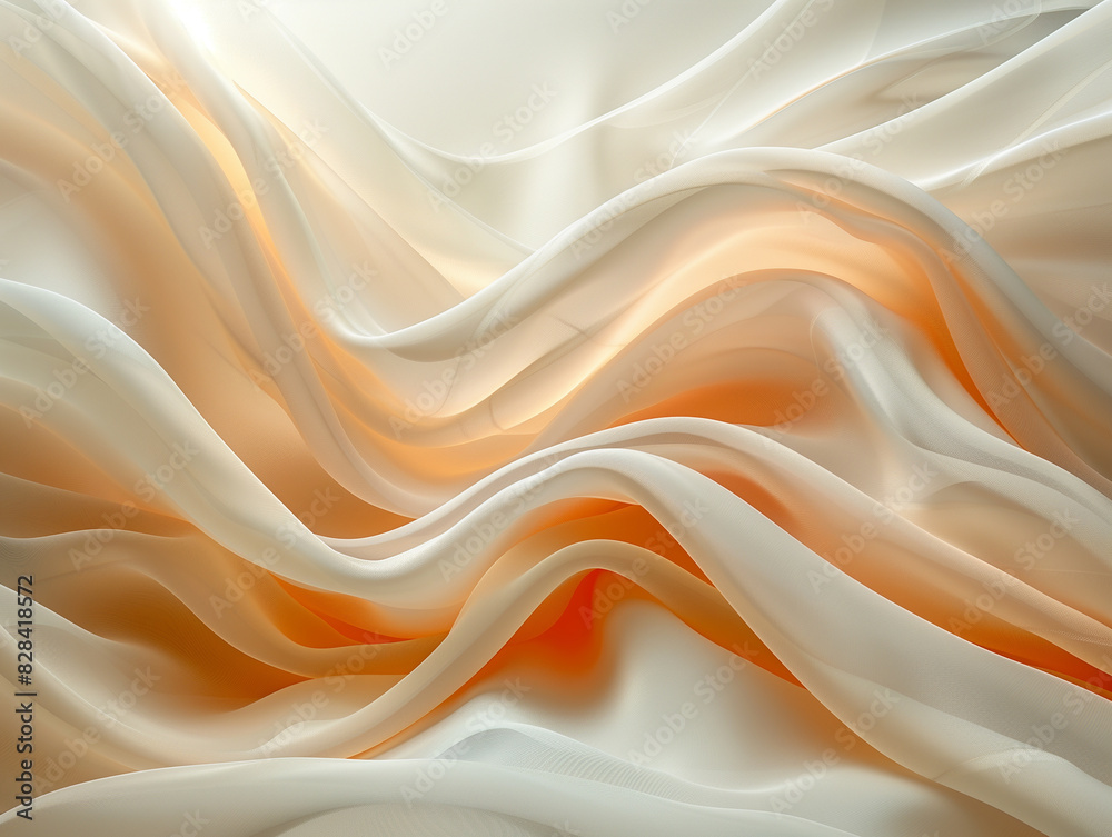 Abstract image of flowing silk fabric in shades of white and orange. Perfect for backgrounds, design, and creative projects. Abstract image of flowing silk fabric in shades of white and orange. Perfect for backgrounds, design, and creative projects.