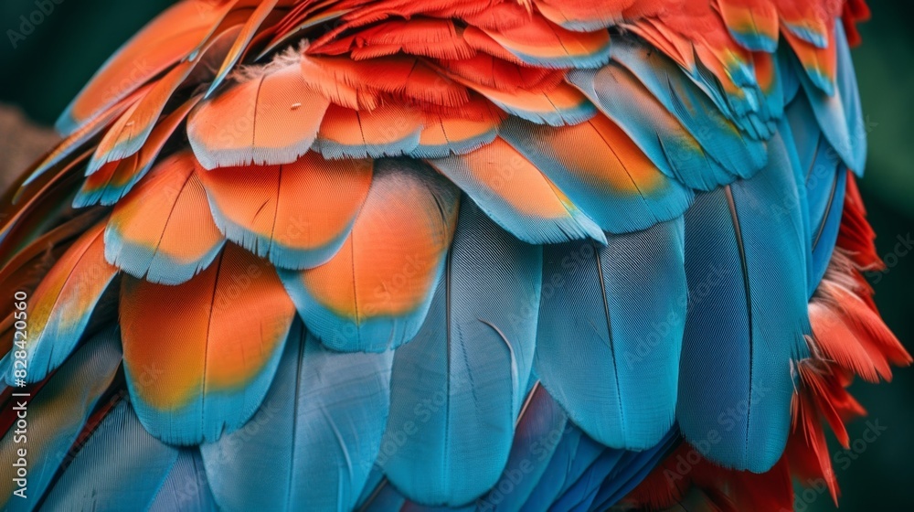 Fototapeta premium Vibrant macaw feathers in exquisite detail