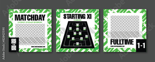 Sport Social Media Post Template , Football Match Day , Starting 11 , Starting Eleven , Full time