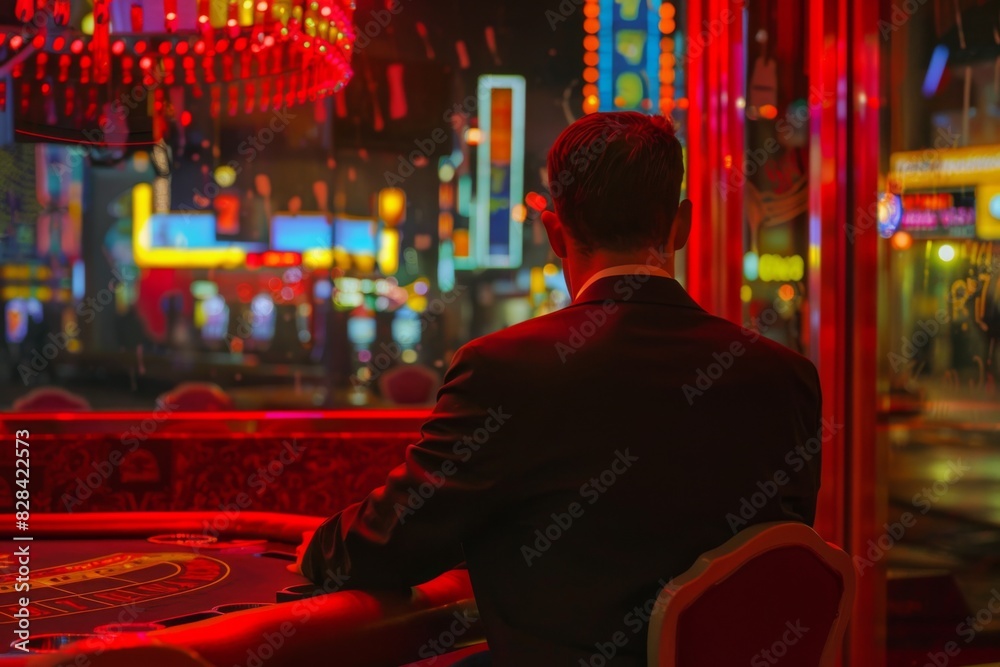 Man sitting at a casino table, gambling concept 