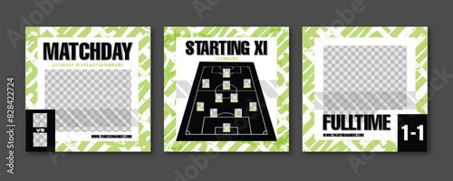 Sport Social Media Post Template , Football Match Day , Starting 11 , Starting Eleven , Full time