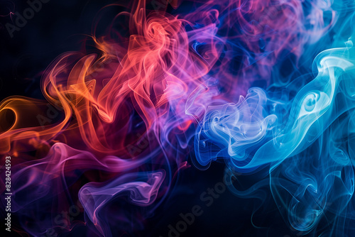 illustration of abstract colorful waves on black background