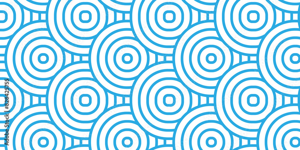 Overlapping Pattern Minimal diamond geometric waves spiral and abstract circle wave line. blue color seamless tile stripe geometric create retro square line backdrop pattern background.