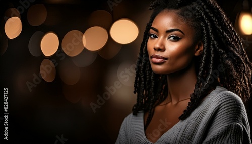 Portrait Of Beauty - Young Attractive African Woman Model With Beautiful Hair Curls And Lovely Smile © Craitza