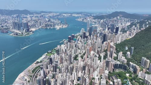 Victoria Harbor in Hong Kong West Kowloon Tsim Sha Tsui Hung Hom Central Admiralty Wan Chai Kennedy Town Pok Fu Lam Sai Ying Pun Financial Real Estate Commercial District photo