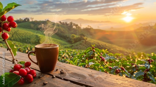 The coffee cup at sunrise photo