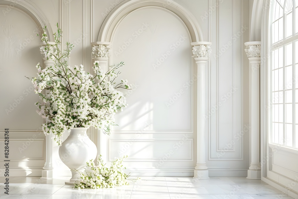 Luxury white wedding background generative AI