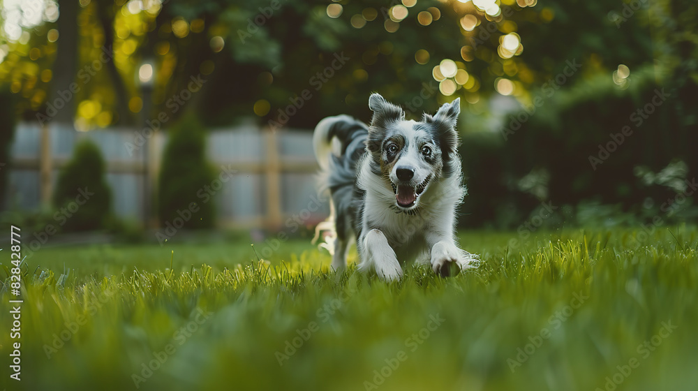 A little dog running on the grass A little dog running on the grass