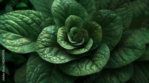 Lush green plant with spiral leaf pattern in natural setting
