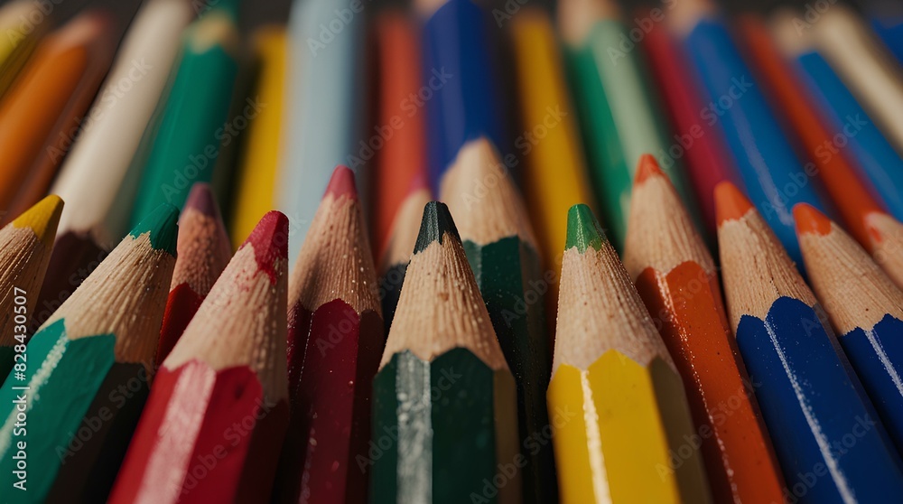 Row of colorful pencils on isolated background. Row of colorful pencils on isolated background.