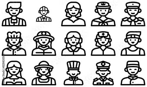 A Collection Of Avatars Icons Silhouette Vector Logo Design Containing Occupation,Service,Worker,Restaurant,Job Business Infographic Elements Logo Vector Illustration
