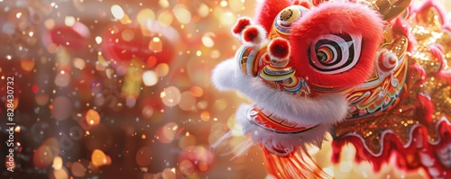 A red dragon with white fur is flying through the air. The dragon is surrounded by a blurry background  giving the image a dreamy  ethereal quality