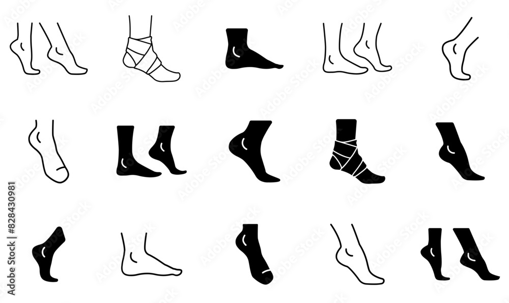 A Collection Of Ankle Vector Symbols Apps, Websites Ui Designs Suitable For Foot,Ankle,Care,Anatomy,Body Stroke Icon Collection. Vector Illustration A Collection Of Ankle Vector Symbols Apps, Websites Ui Designs Suitable For Foot,Ankle,Care,Anatomy,Body Stroke Icon Collection. Vector Illustration
