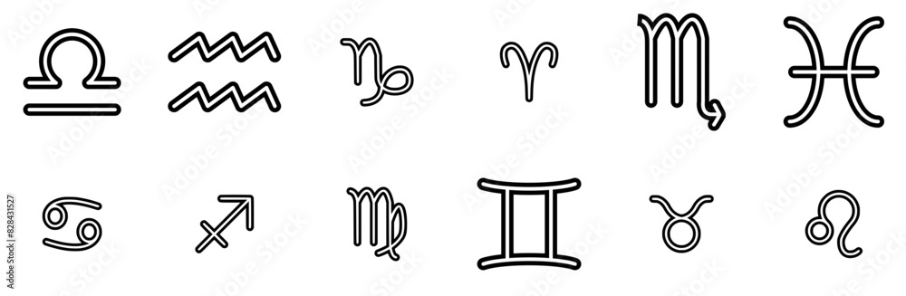 A Collection Of Zodiac Icon Set In Double Line Style Isolated Silhouette Solid Icons With Zodiac,Pisces-Zodiac,Virgo,Astrology,Virgo-Zodiac Vector Illustration Linear Pictogram Pack A Collection Of Zodiac Icon Set In Double Line Style Isolated Silhouette Solid Icons With Zodiac,Pisces-Zodiac,Virgo,Astrology,Virgo-Zodiac Vector Illustration Linear Pictogram Pack