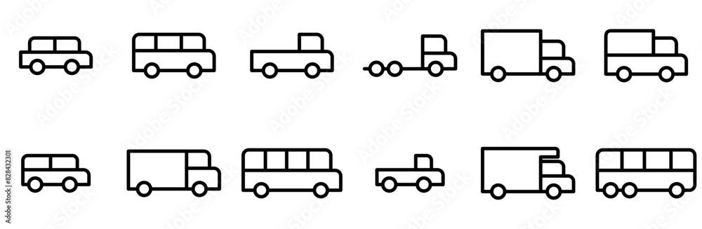 Set Of Linear Vehicles Icons Web Header Banner Design Containing Car,Vehicle,Truck,Transport,Travel Outline Icons Collection. Simple Vector Illustration Set Of Linear Vehicles Icons Web Header Banner Design Containing Car,Vehicle,Truck,Transport,Travel Outline Icons Collection. Simple Vector Illustration